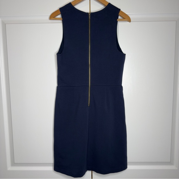 J.Crew Navy Sleeveless Textured A-Line Dress Size 6 – Exposed Zipper, Cotton - Picture 5 of 13